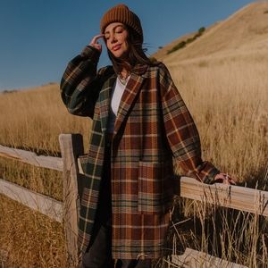 Scorpio 2.0 Half + Half Oversized Coat in Pine + Brown